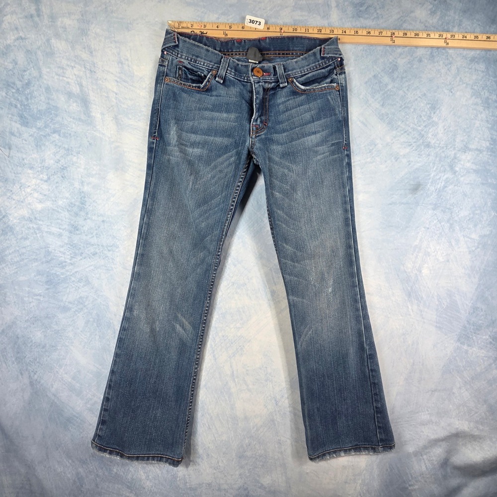 Armani Exchange AX Womens Blue Low Rise Bootcut Jeans Size 2 Short Embroidered